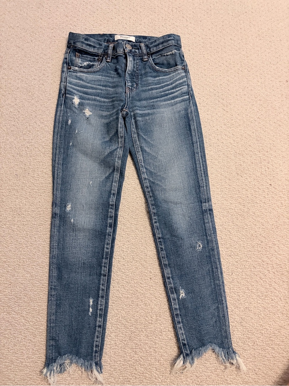 MOUSSY VINTAGE Distressed Raw-Hem Jeans Size 23
